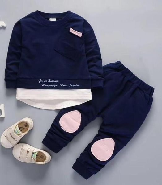 

4 colors toddler baby boys clothes t shirtpants kids sportswear clothes children clothing autumn kids designer clothes sets 15y 6717864, White