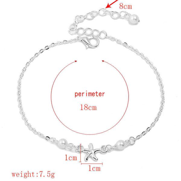 

anklets fashion ocean jewelry fish star pendant anklet silver color foot chain summer beach anklets jewelry gift18cm(7 1/8") long 1piec, Red;blue