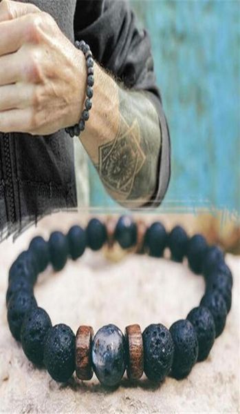 

luxury designer jewelry men bracelets natural moonstone bead tibetan buddha bracelet chakra lava stone diffuser bracelets7178909, Black