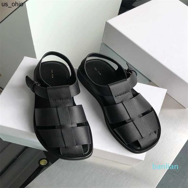 

sandals women shoes the row fisherman sandals leather seamless strap construction and covered adjustable buckle closure j230522, Black