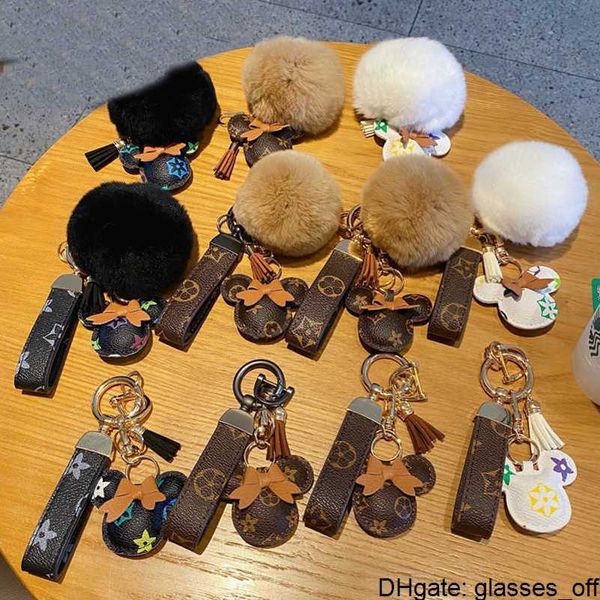 

mouse design car keychain favor flower bag pendant charm jewelry keyring holder for men gift fashion pu leather animal key chain accessories, Silver