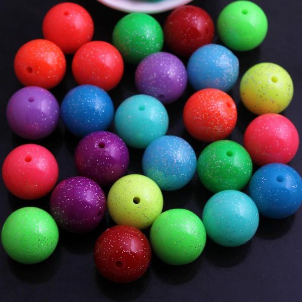 

crystal oykza aaa quality acrylic round shinny glitter neon beads for chunky fashion jewelry necklace 100pcs a lot 20mm