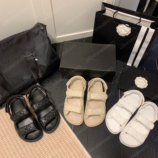 

women ladies calfskin dad sandals quilted summer designer sandles shoes platform flats low heel wedge diamond buckle sandal slip on ankle st, Black