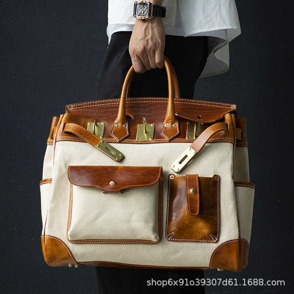 

handbags birkin canvas bag amikaki style vegetable tanned cowhide handmade men's diagonal cross bag short distance travel handbag coppe