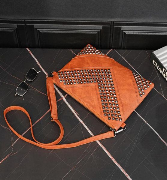 

factory whole men bag trend personalized hand shoulder rivets rivet leather fashion korean mens and women handbag business riv8963719