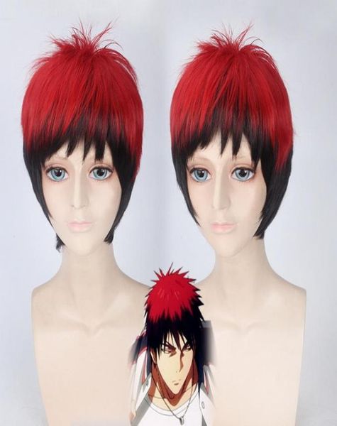 

kuroko no basketball kagami taiga cosplay wig red black ombre wigs for men halloween costume carnival hair1919787