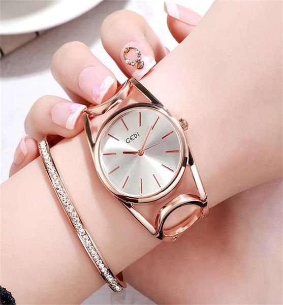 

luxury gedi brand rose gold plated bracelet watches women ladies crystal elegant dress quartz wristwatches relogio feminino 2201179092657, Slivery;golden