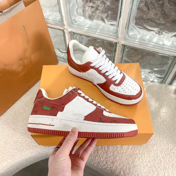 

designer sneaker virgil trainer shoes 1s 1 calfskin leather white green red blue letter overlays platform low retro basketball shoes size 35, Black