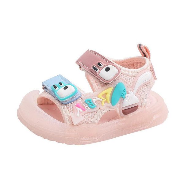 

sandals kids shoes wedge footwear children summer soft sole boys girls colorful lighting fashion non-slip f11341, Black;red