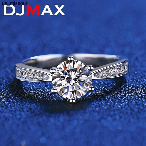 

band rings djmax real 3 moissanite wedding ring for women sterling silver round brilliant diamond solitaire engagement rings gift j230522