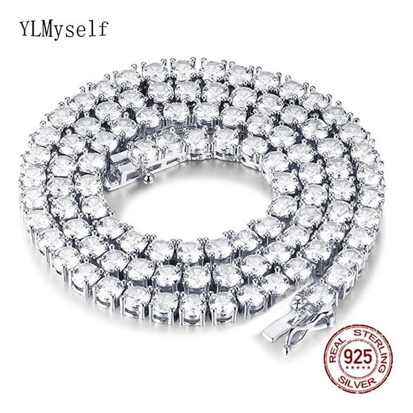 

necklaces 100% guarantee solid 925 sterling silver 41/45/50/55cm tennis necklace 3/4mm sparkly zircon chain choker fine jewelry