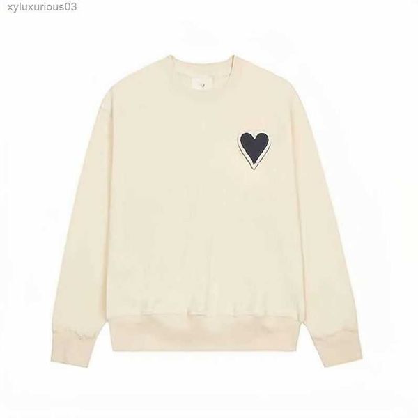 

hoodie male and female designers amis paris hooded highs quality sweater embroidered red love 2023ss spring round neck jumper couple sweatsh, Black