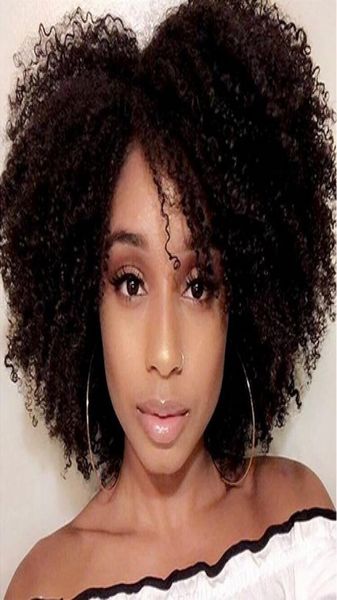 

afro short bob kinky curly full wig brazilian hair african ameri simulation human hair afro curly wig for lady5318794, Black