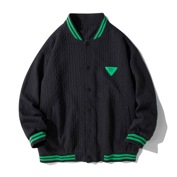 

men s jackets autumn winter coats contrast twist stripe collage baseball collar bomber for men black white veste homme 230522, Black;brown