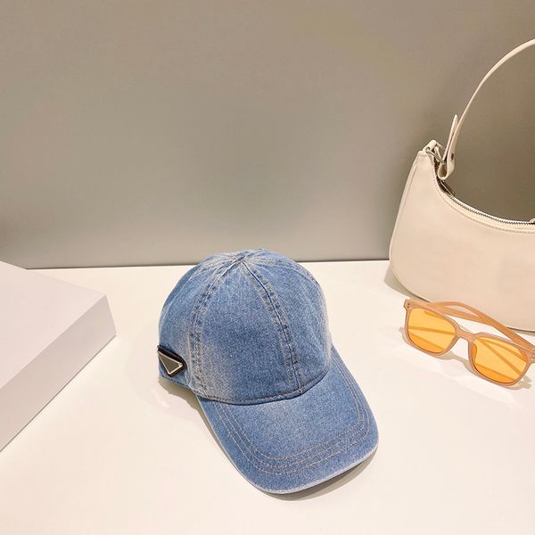 

luxury designer summer baseball cap cotton cap cowboy baseball cap triangle label classic style men and women couple comfortable sports trav, Blue;gray