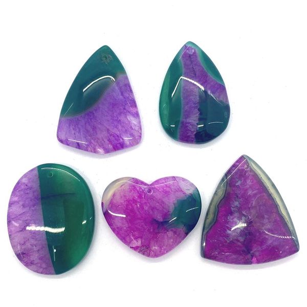 

other 5pcs natural stone heartshaped drop pendant fashion exquisite striped agate for jewelry making earrings necklace accessories