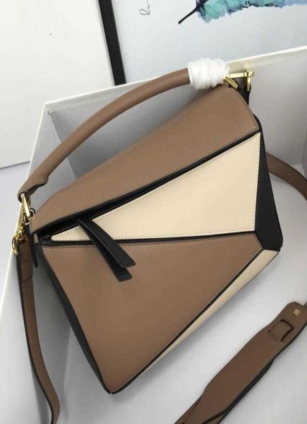 

2020 new celebrity inspired mini geometric bag pillow genuine leather splicing package shoulder women039s messenger5227571, Blue;pink