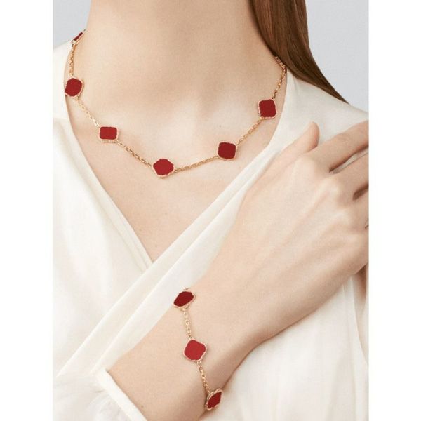 

classic women jewelry double side clover pendant necklace bracelet for gift, Silver