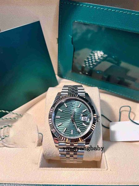 

new 2023 completely watch 41mm new release mint green jubilee fluted full set automatic mechanical sapphire glass men watches waterproof ori, Slivery;black