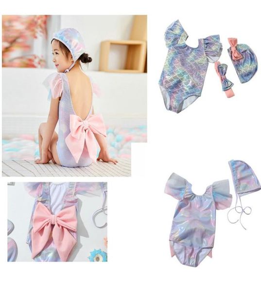 

2 styles kids twopieces mermaid butterfly swimwear girls sequin bodysuit swimsuits kid bikini ruffle beach sport bathing suit1025993, Blue