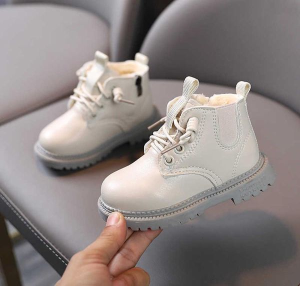 

boots kids leather chelsea fashion waterproof children sneakers black toddler snow girls autumn winter shoe boys y22101052371, Black;grey