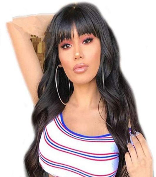 

lace front human hair wigs for women black body wave laced wig pre plucked 130 density brazilian lace front wig with bangs remy1704215, Black;brown