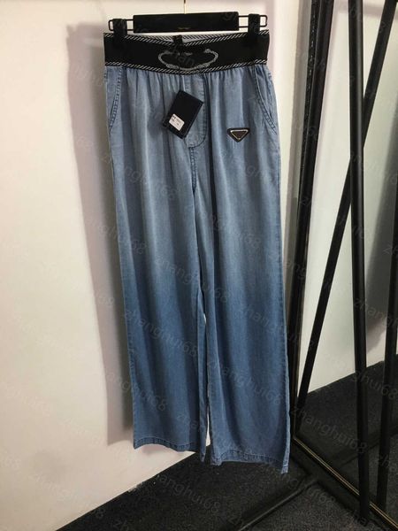 

23ss denim jeans designer women jeans womens pants alphabet ribbon splicing high waist wide leg denim pants womens clothing, Blue