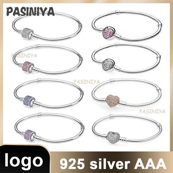 

bangle 21 s925 sterling silver bracelet with love diamond pendant send girls party holiday birthday exquisite gifts, Black
