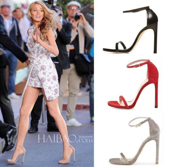 

classic sw nudist super one strap highheeled genuine leather sandals9578511, Black