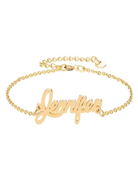 

stainless steel engrave script name jennifer charm bracelets for women personalized custom bracelet charm link christmas gift2747407, Golden;silver