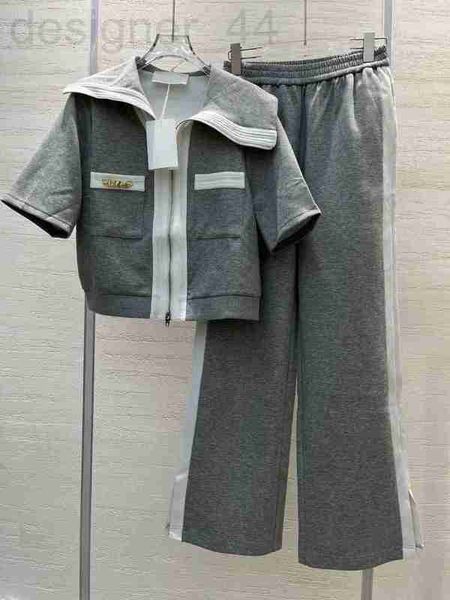 

women's two piece pants luxuriousnew summer fashion piepants short sleeved turn down collar solid colour with loose casual set tracksu, White