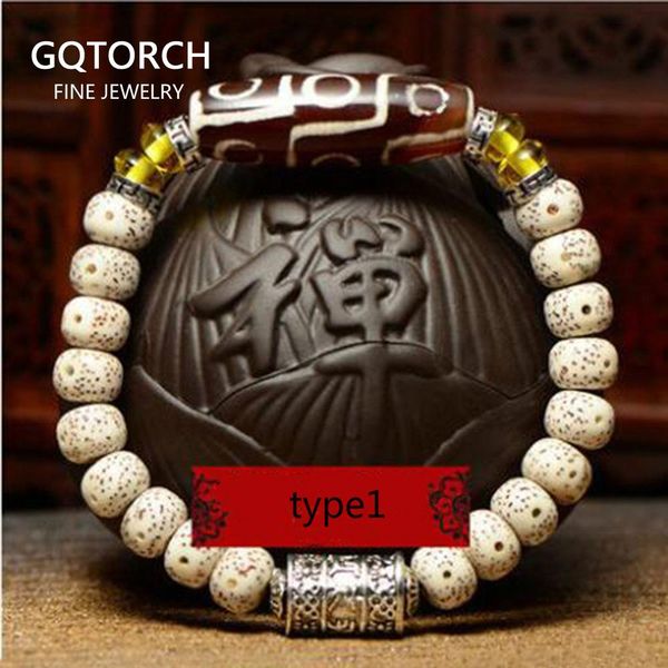 

bangle natural xingyue bodhi seed bracelet with dzi 9 eyes tibetan buddhism mala beads bracelet prayer meditation om jewelry, Black
