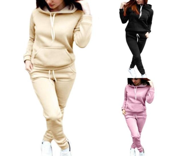 

women tracksuit hoodies 2 piece set sweatshirt and pants women sport suit spring and autumn sportswear4536984, Black;blue