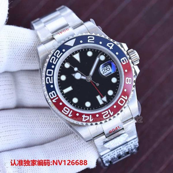 

pepsi watches gmt for men automatic movement watch root beer black dial blue and red bezel oyster bracelet jubilee band designer wristwatche, Slivery;black