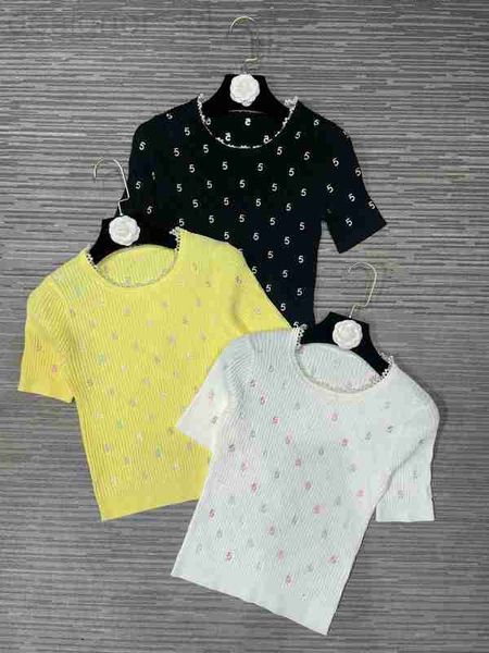 

women's sweaters luxurious2023 new knits summer pattern fashion o-neck short sleeve loose jumper street wear casual pullo wsx5, White;black