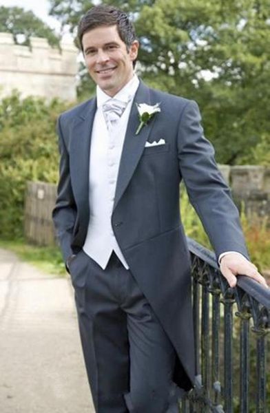

new new arrivals one button gray groom tuxedos peak lapel groomsmen man suits mens wedding suits jacketpantsvesttie 5956493466, Black;gray