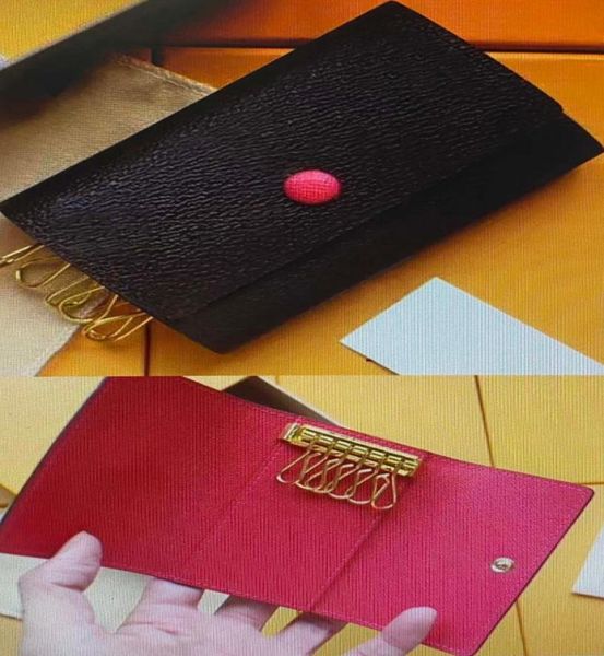 

m60701 6 key holder key pouch wallet damier canvas card coin purses keyring women men classic six key ring fashion monograms keych2336265, Red;blue