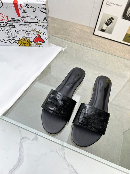 

classic brand designer slippers sandals luxury cool slipper female summer slides wear versatile casual one line flat 0516, Black