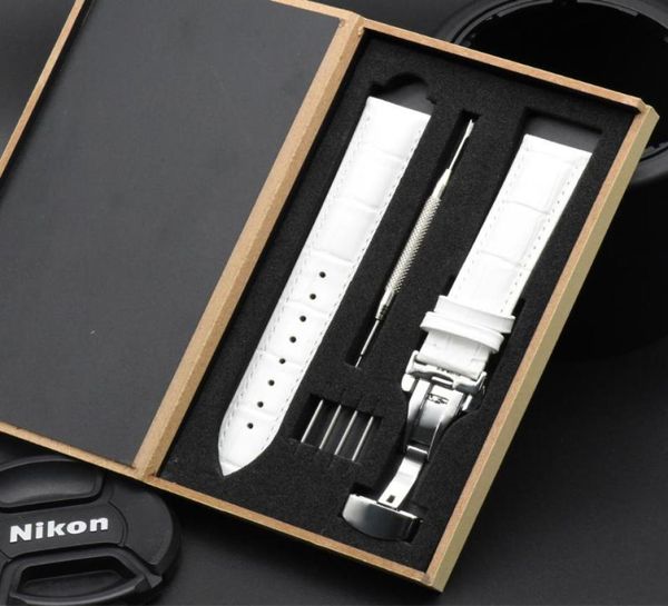 

watch bands genuine leather watchband calfskin men women replace band 18 20mm 22mm 24mm with butterfly buckle strap8862058, Black;brown
