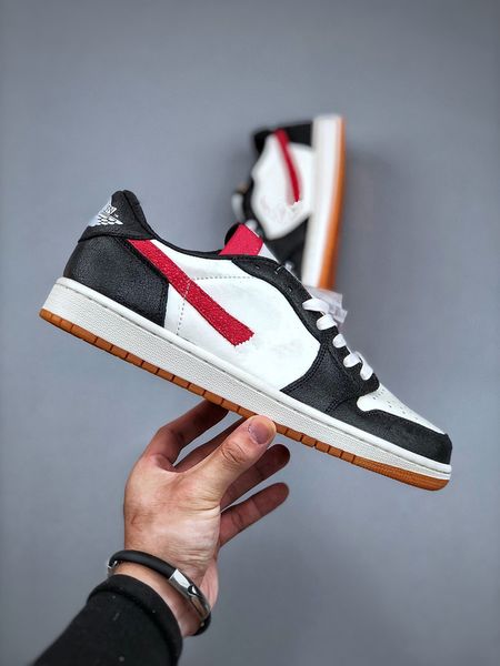 

2023 authentic jumpman 1s low black red white basketball shoes man woman designer shoes sports sneakers ship with box size eu36-46