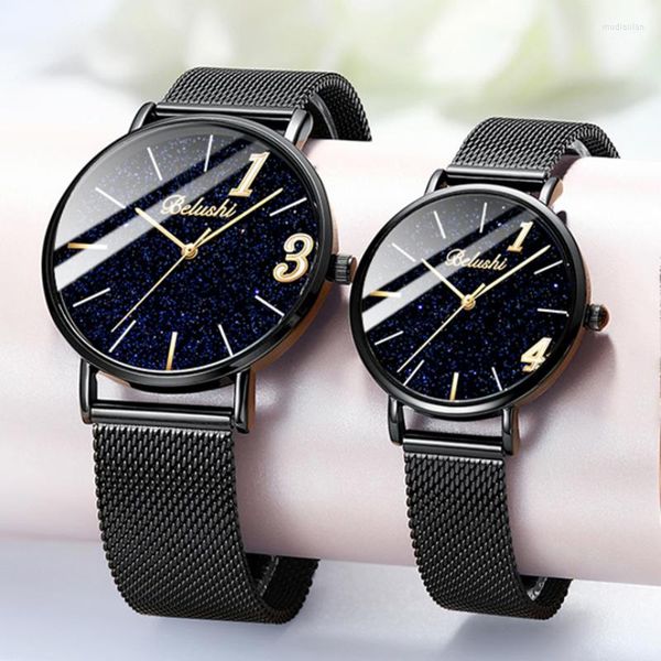 

wristwatches 2023 belushi simple business ladies watch couple watches pair men and women starry sky lovers wristwatch reloj, Slivery;brown