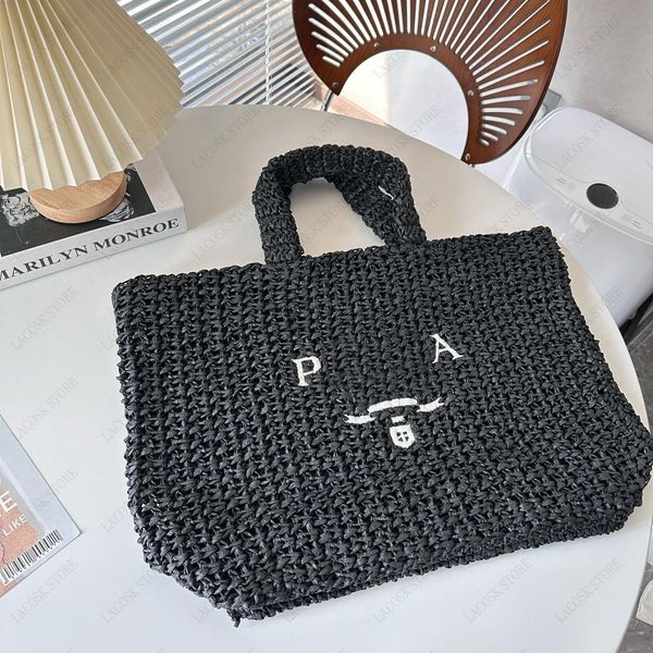 

fashion beach tote hollow out handbags oversize shopping bag summer stripes crochet shoulder bag with embroid letter