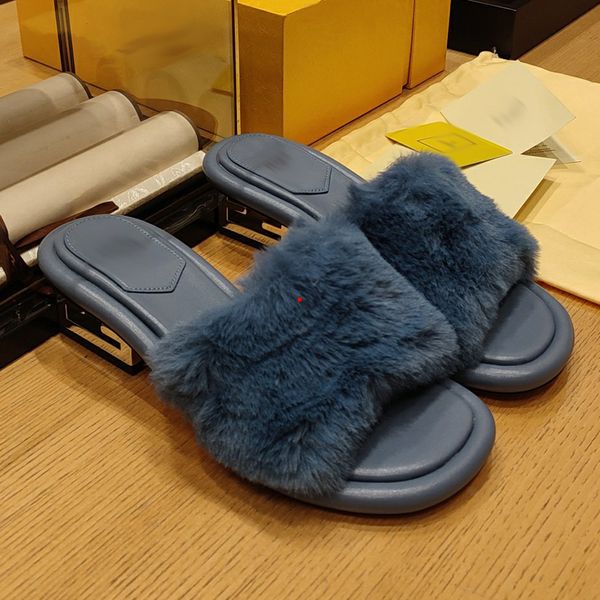 

2023 fashion designers slippers women sandals classic wool roll sheepskin slides flat slipper winter plush fur sandal home sandals comfortab, Black