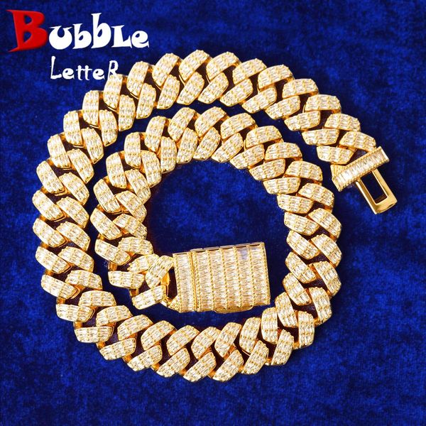 

necklaces bubble letter cuban link chain men necklace real gold plated baguette hip hop jewelry christmas gift, Silver