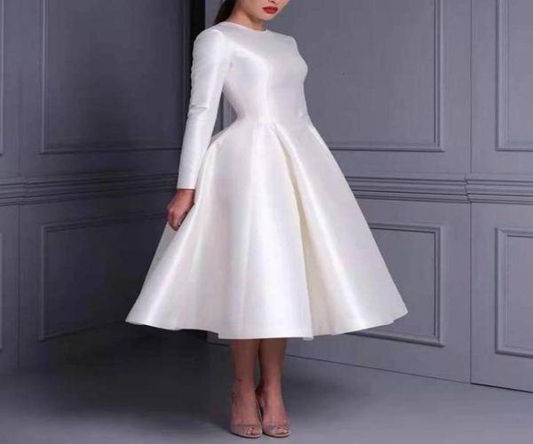

short tea length finger oneck taffeta wedding with pockets aline white zipper back bridal dresses for women real po9458504, Black
