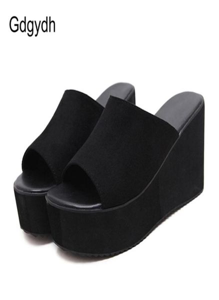 

gdgydh summer slip on women wedges sandals platform high heels fashion open toe ladies casual shoes comfortable promotion 2202967967, Black