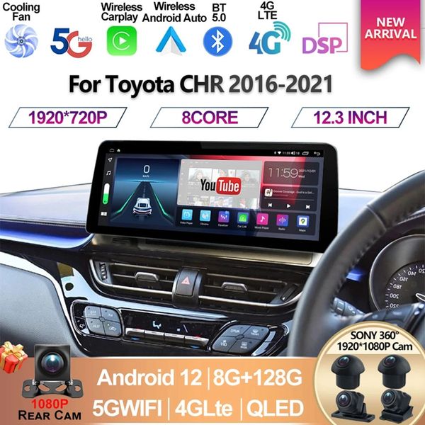 

12.3inch for toyota chr 2016-2021 rhd wide screen android 12 car video player 2din radio stereo multimedia carplay head unit 5g-3