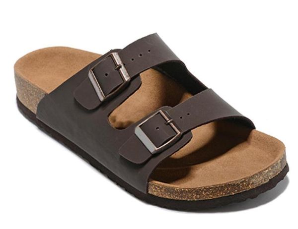 

fashion design new style men039s woman flat sandals comfortable casual two buckle with shoes box summer beach genuine leather s4228966, Black