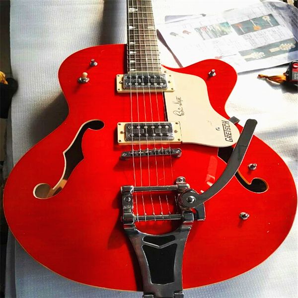

hollow big jazz big rocker red electric guitar, ing