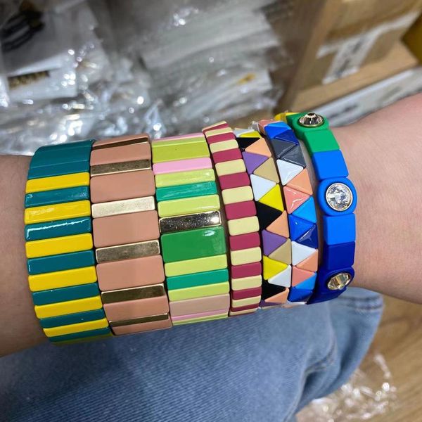 

bangle 20pcs/lots wholesale stack set random mix rainbow bracelet tila bracelets for women new beads jewelry boho summer beach gifts, Black